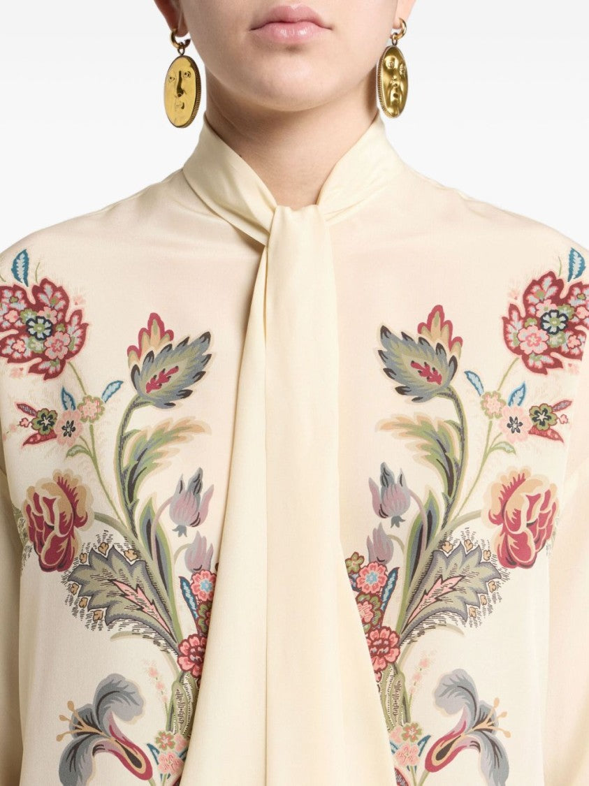 Etro Ivory Crepe De Chine Silk Blouse