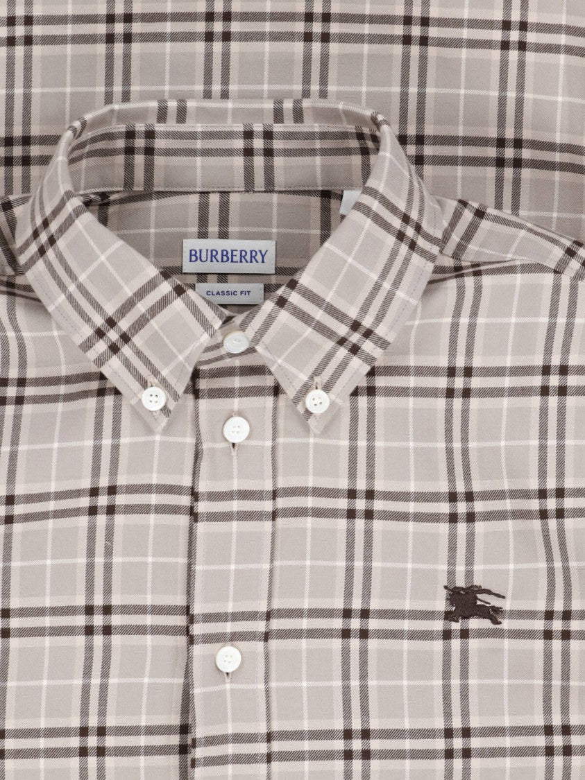 Burberry Grey Checkered Cotton Burberry Shirt With Button-Down Collar