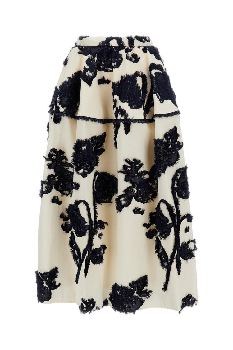 Erdem Voluminous Midi Skirt With Fil Coupé Jacquard Motif