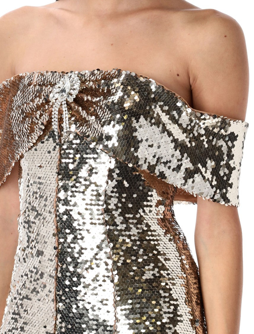 Self-Portrait Sequin Off-Shoulder Mini Dress