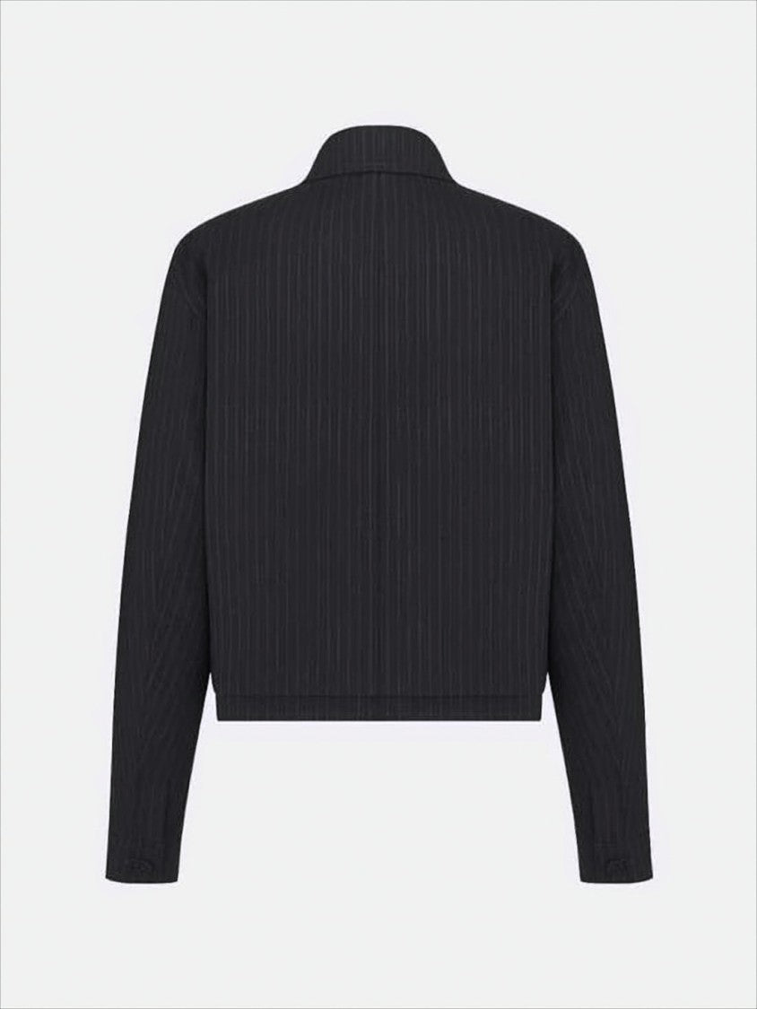 Christian Dior Cropped Pinstripe Wool Jacket