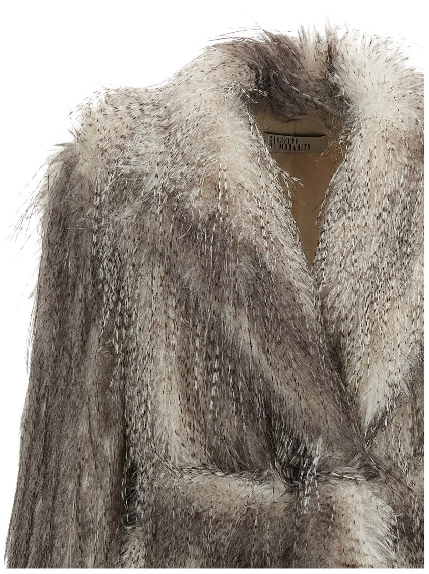 Giuseppe Di Morabito Long Eco-Fur Coat With V-Neck