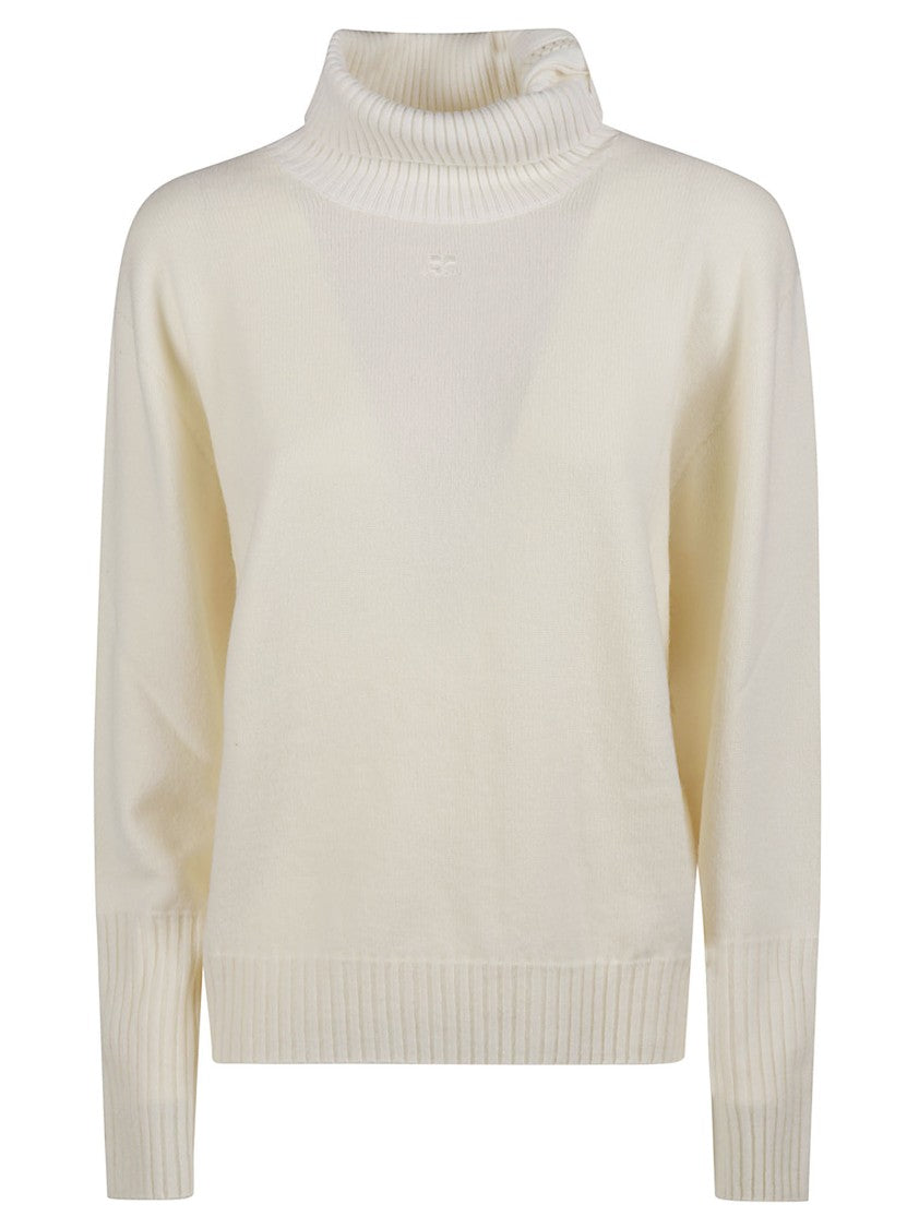 Courrèges Finely Knit Merino Wool Turtleneck Sweater
