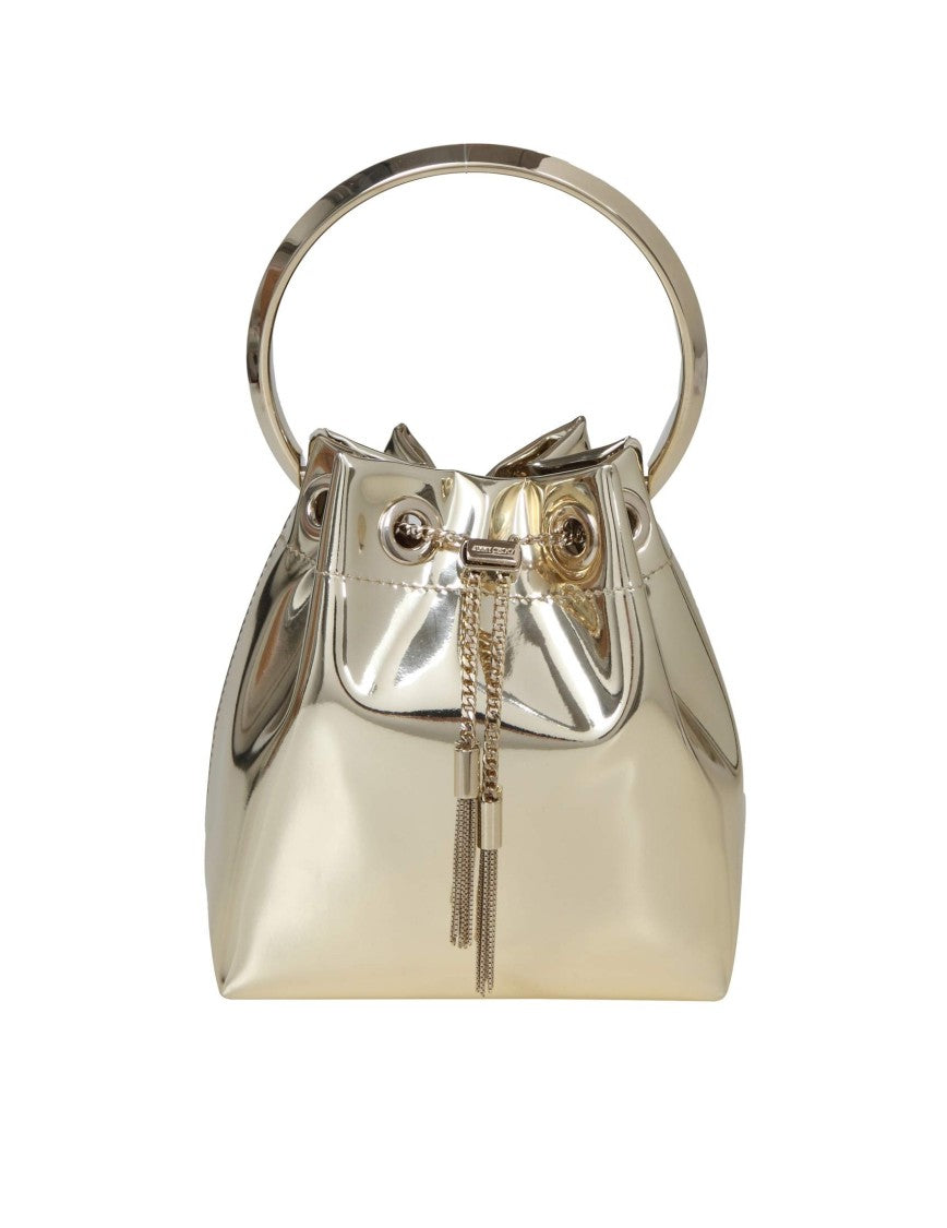 Jimmy Choo Bon Bon Bucket In Metallic Leather