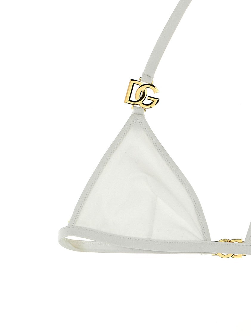 Dolce & Gabbana Triangle Top Bikini With Front Logo Buckle And High-Cut Bottoms