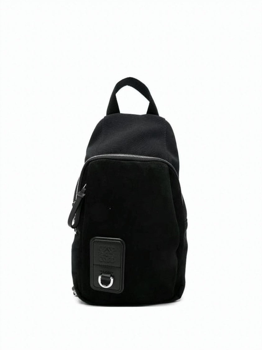 Loewe Compact Suede And Canvas Crossbody Bag