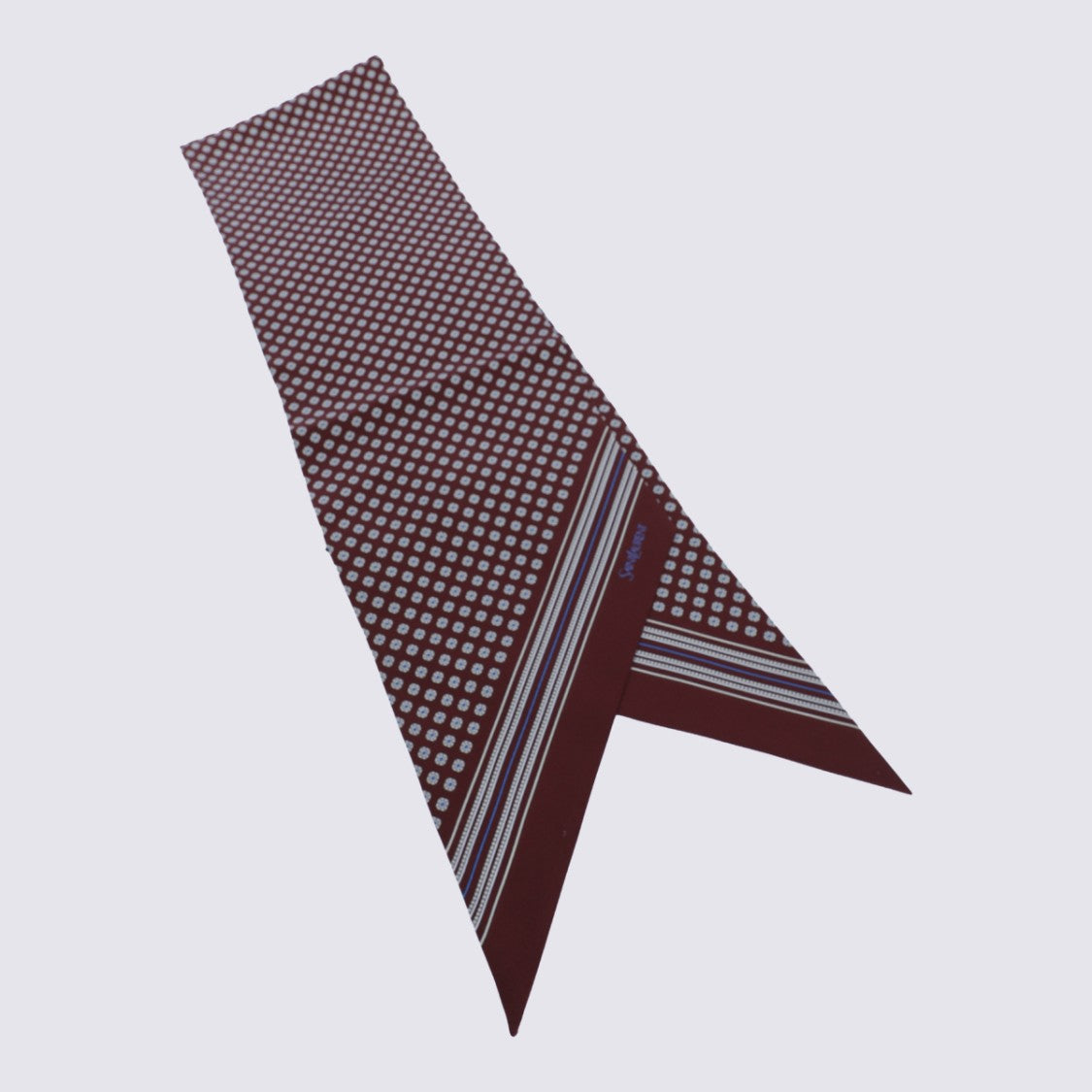 Saint Laurent Burgundy Geometric Silk Scarf
