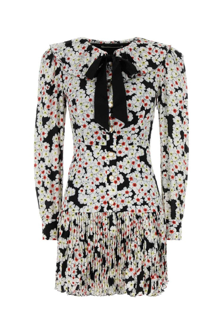 Alessandra Rich Printed Silk Mini Dress
