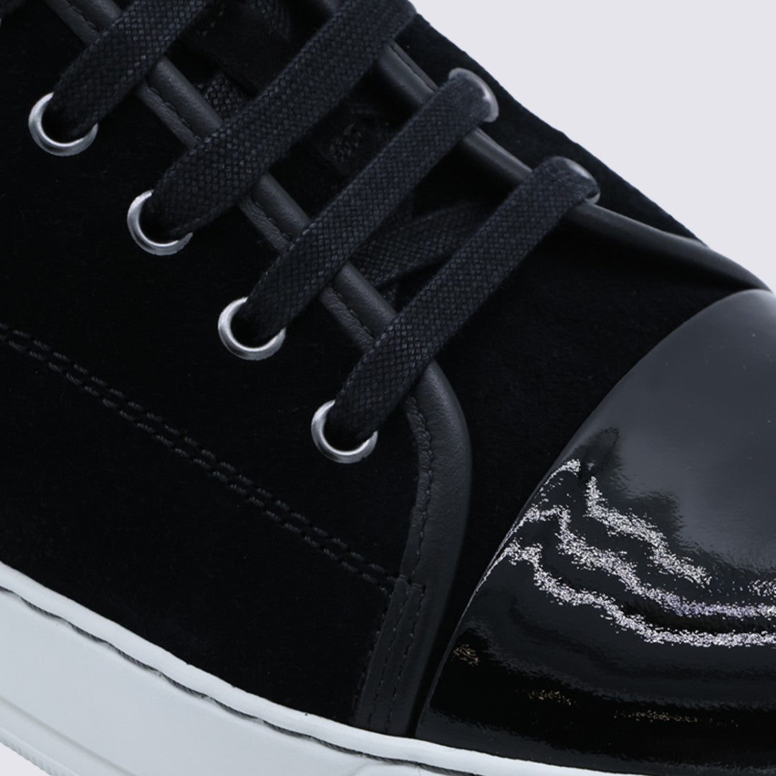 Lanvin Low-Top Black Sneakers With Shiny And Matte Finishes