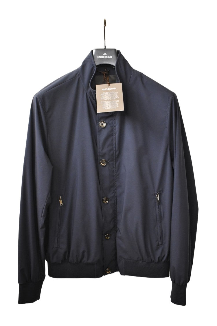 Onthebund Blue Five-Button Lightweight Layering Bomber Jacket