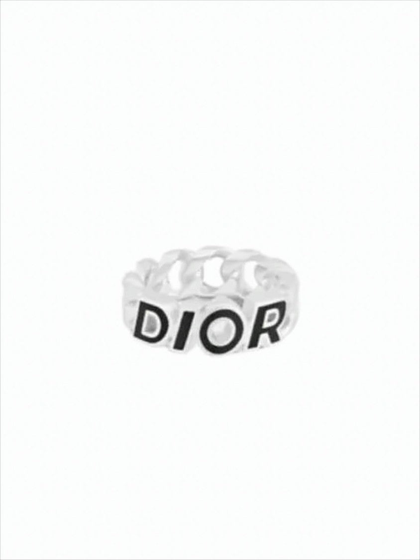 Christian Dior Chain Design Ring With Prominent Logo Detail