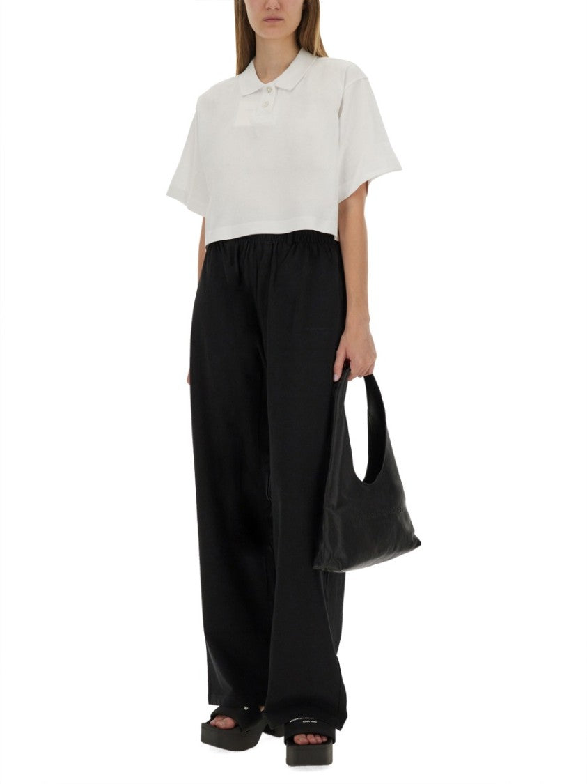 Alexander Wang Cropped Jersey Polo Shirt