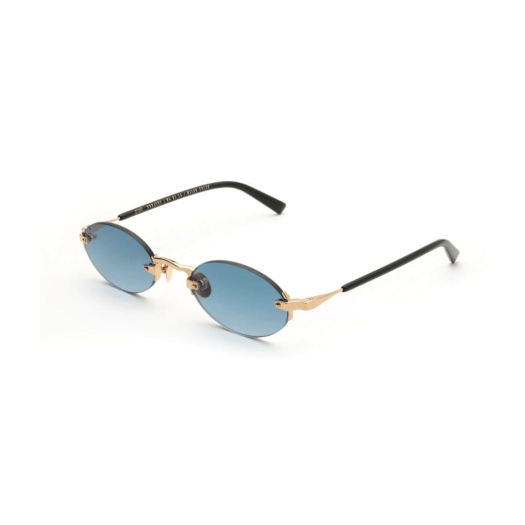Gast Quantum Minimalist Oval Blue Lenses With Gold Metal Frame Sunglasses
