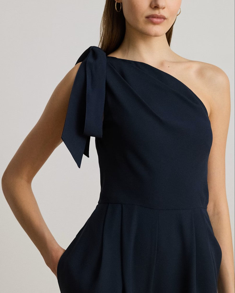 Lauren Ralph Lauren Navy Blue Satin Crepe Jumpsuit