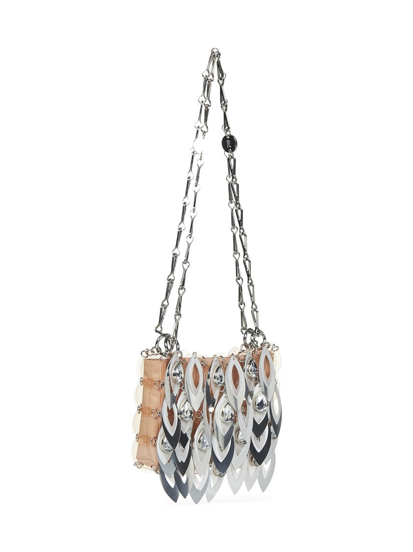 Rabanne Shoulder Bag With Silver Leaf Sequins And Crystals