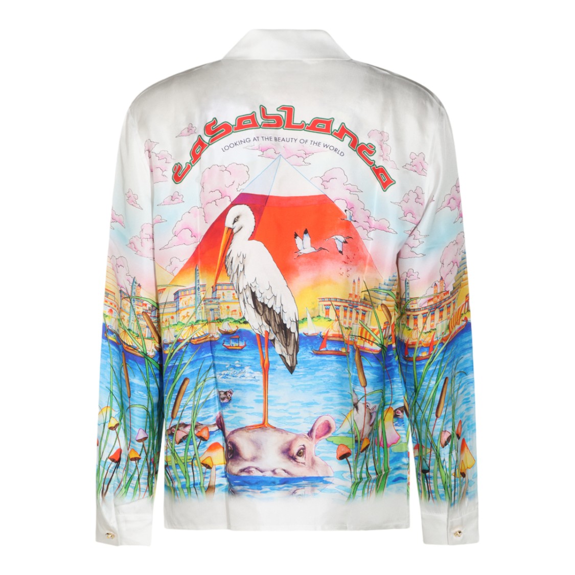 Casablanca Egyptian Motif Printed Long-Sleeve Shirt