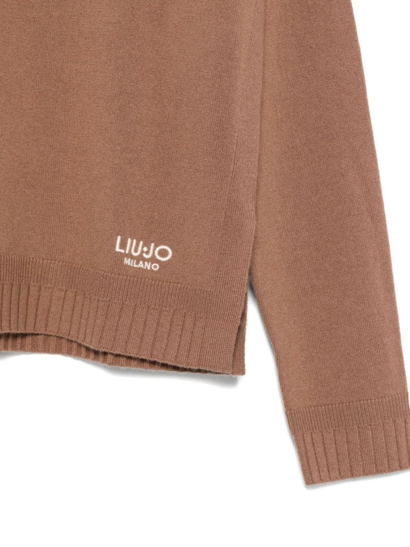 Liu Jo V-Neck Brown Sweater In Wool