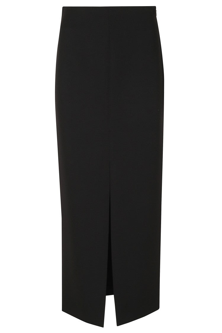 Federica Tosi Black Deep Front Slit Polyester Long Evening Dress