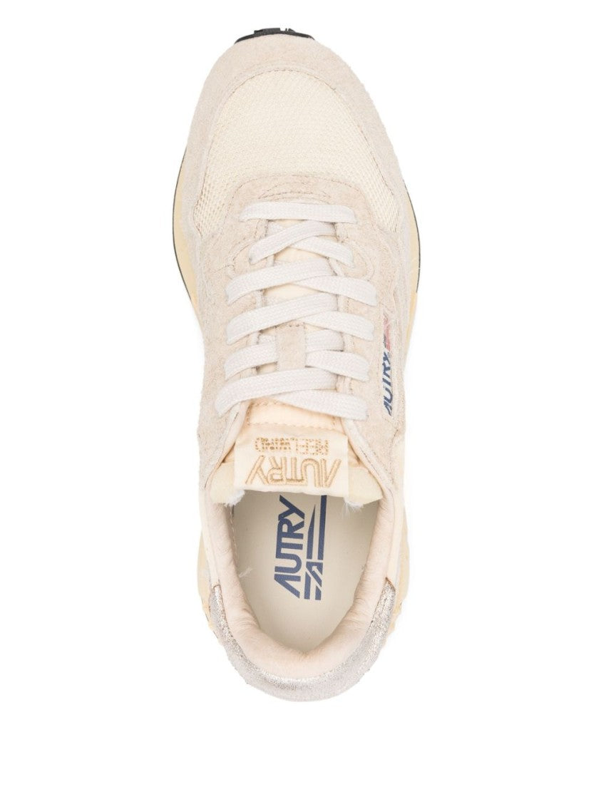Autry Retro Beige Sneakers With Metallic Heel Counter