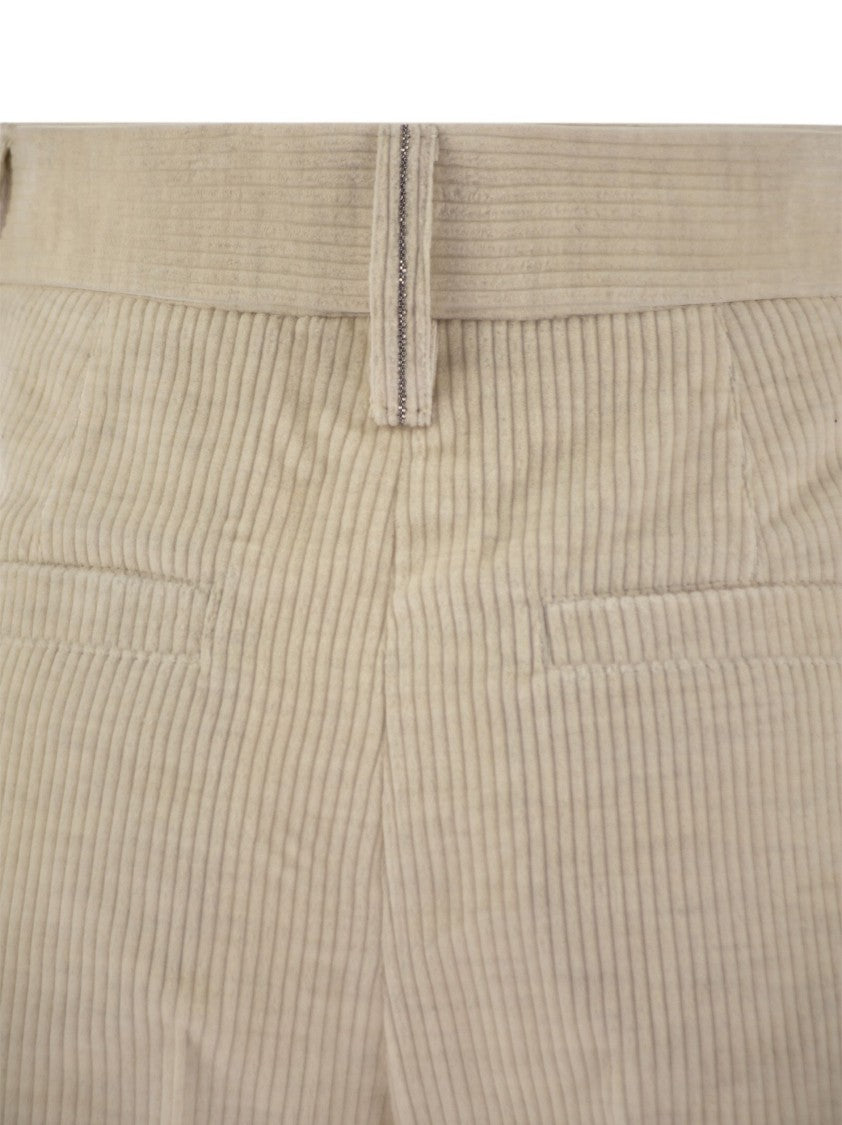 Brunello Cucinelli Striped Canvas Trousers In Viscose