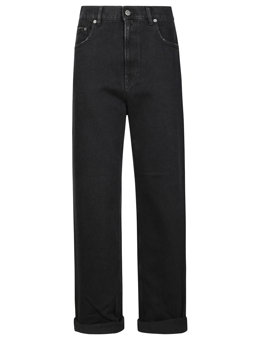 Golden Goose Relaxed-Fit Washed Denim Pants With Rolled Cuffs