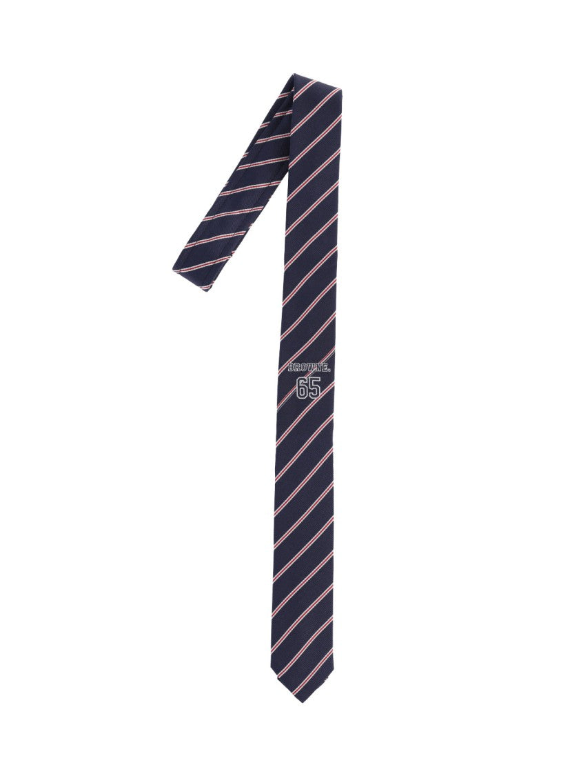 Thom Browne Blue Striped Silk Tie