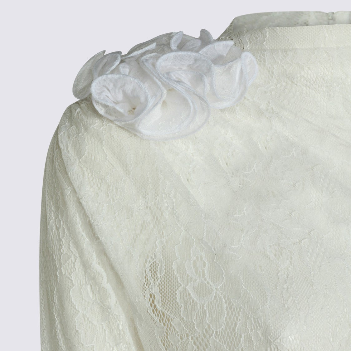 Nissa Long-Sleeved Bodysuit With Floral Lace Overlay And Elegant Embellishment