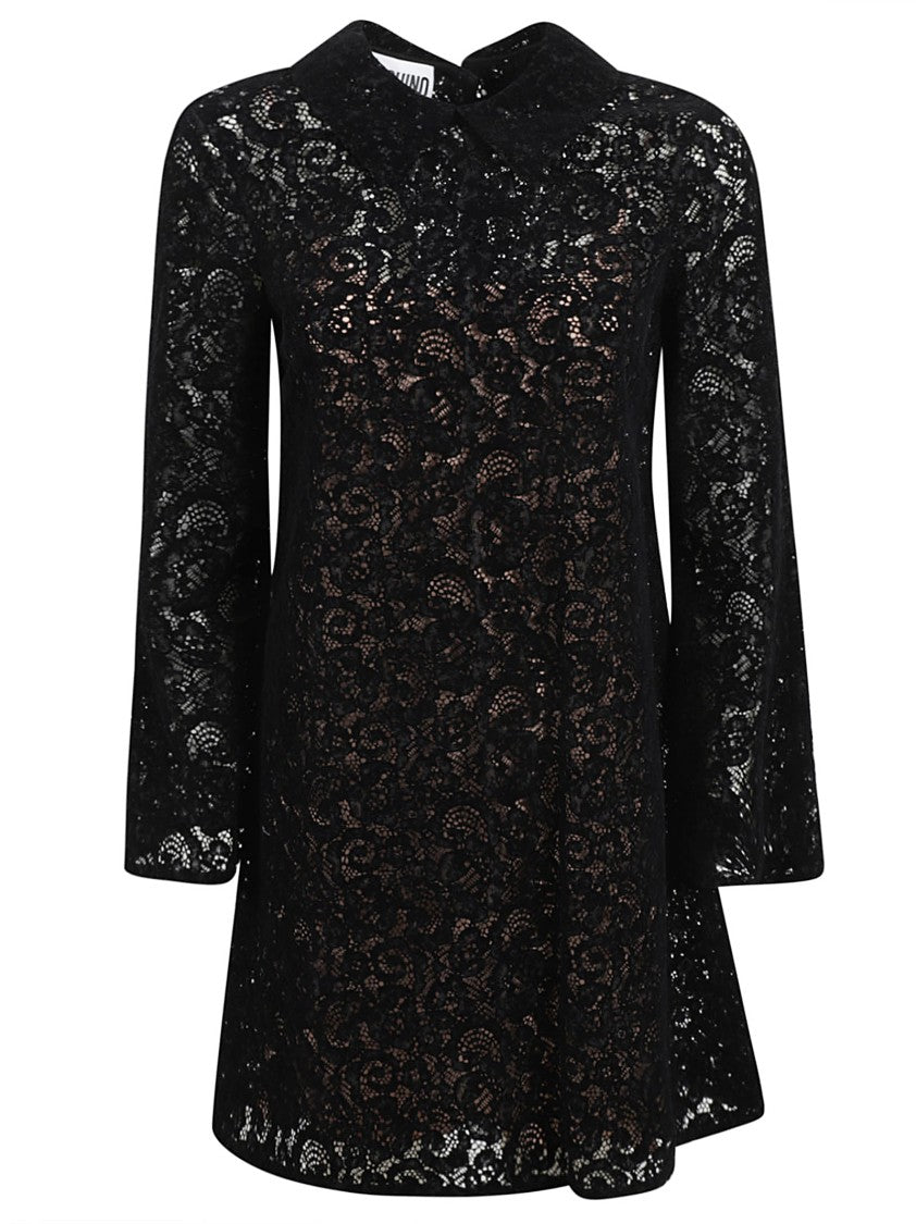 Moschino Lace Overlay Dress With Classic Collar