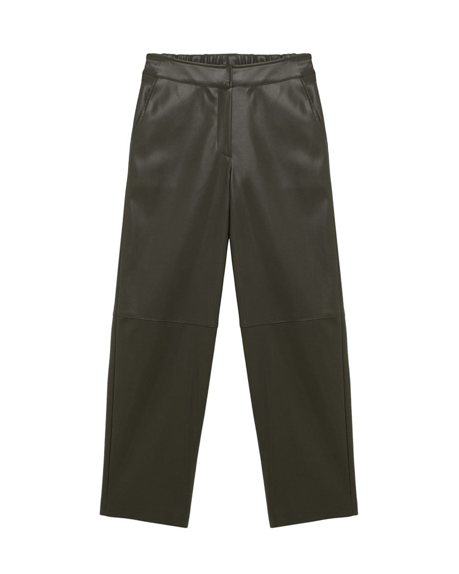 Alpha Studio High-Waisted Straight-Leg Faux Leather Pants With Glossy Finish
