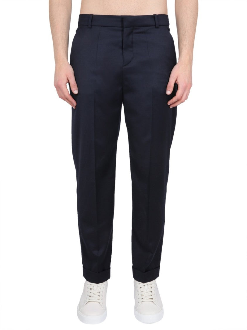 Balmain Black Wool Straight Leg Pants