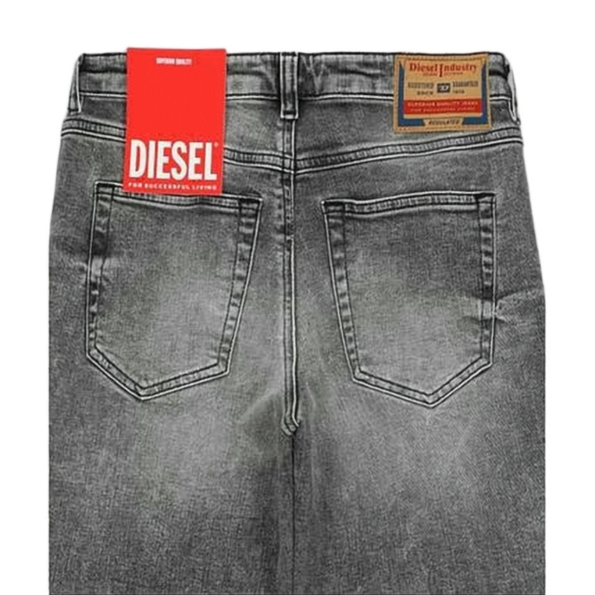 Diesel Mid-Rise Grey Wash Straight-Leg Denim Pants