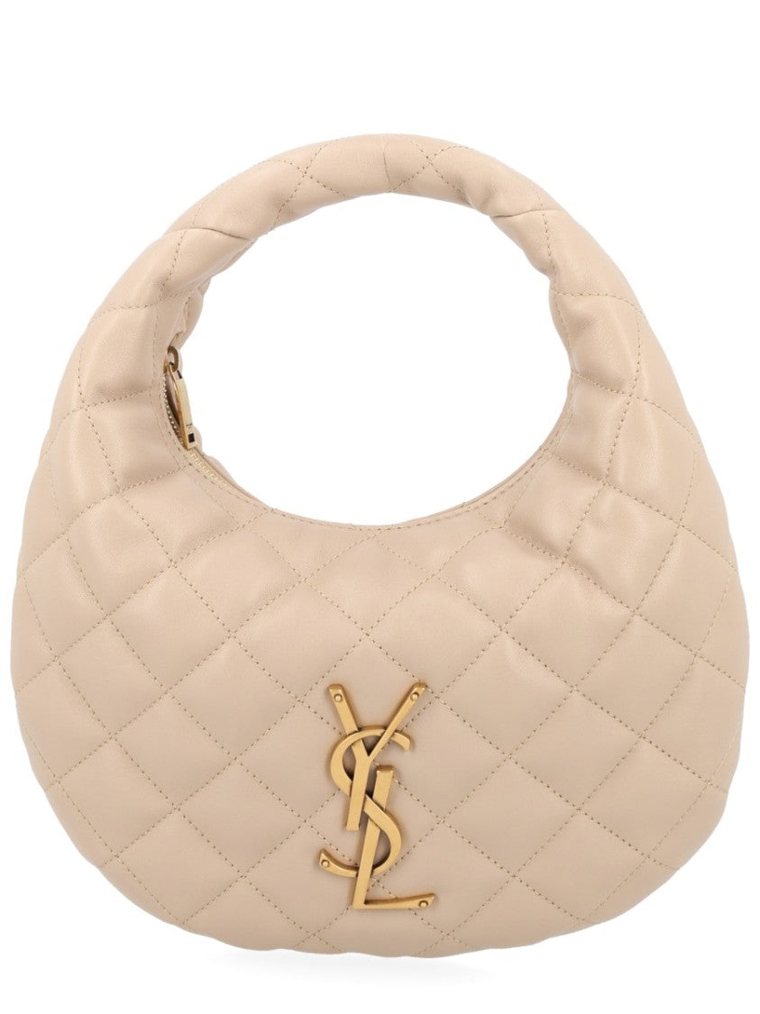 Saint Laurent Crescent-Shaped Quilted Handbag With Metallic Emblem