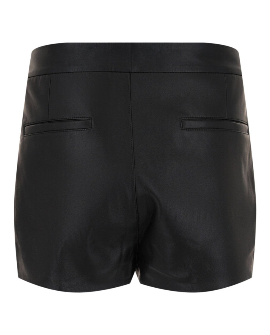 Ferragamo Mid-Rise Lambskin Leather Shorts With Concealed Button And Pockets
