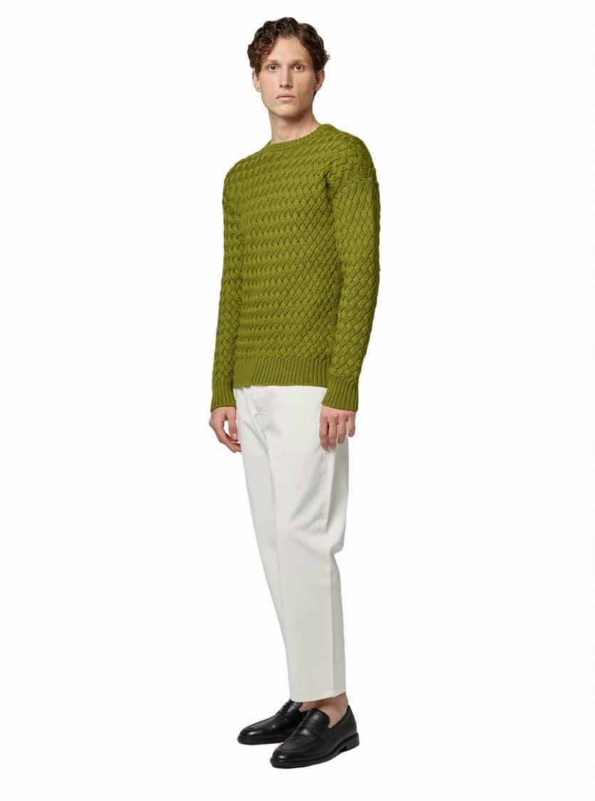 Alpha Studio Merino Wool Diamond Pattern Ribbed Sweater