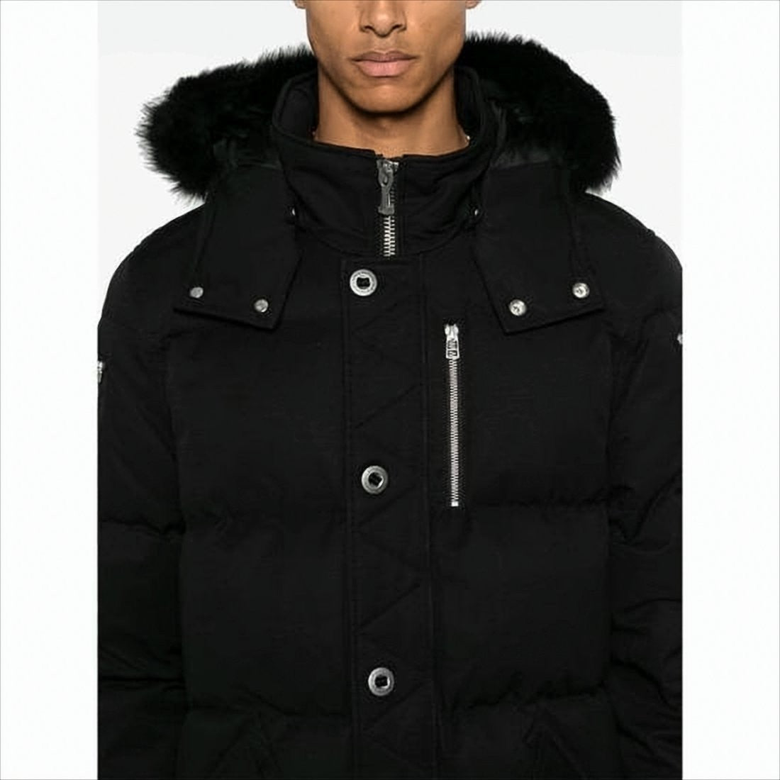 Moose Knuckles Quilted Down Jacket With Detachable Fur-Trimmed Hood