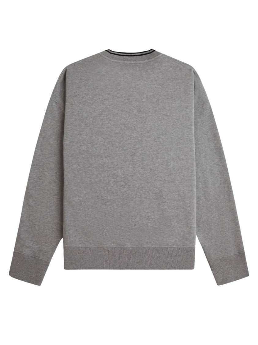 Fred Perry Minimalist Grey Crewneck Sweatshirt With Embroidered Logo