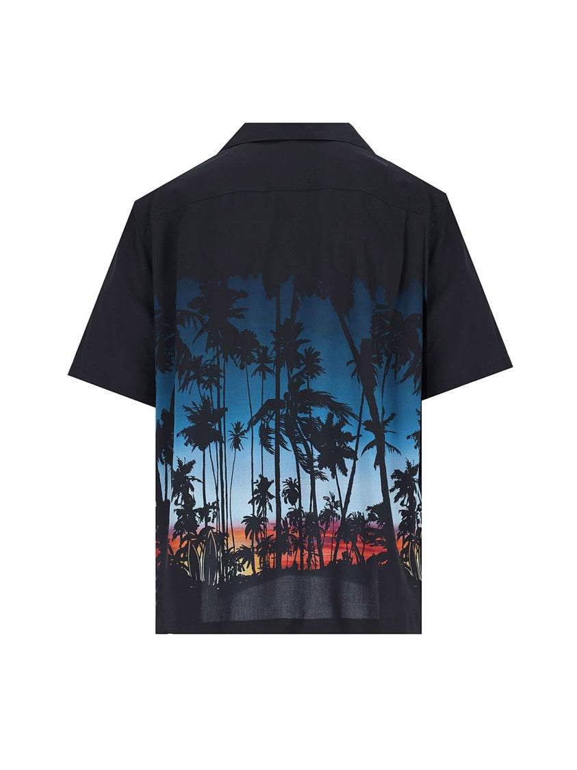 Céline Short-Sleeved Camp Collar Shirt With Multicolor Palm Print