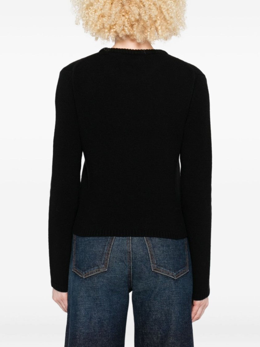 Moncler Cropped Sweater With Contrasting Embroidered Logo
