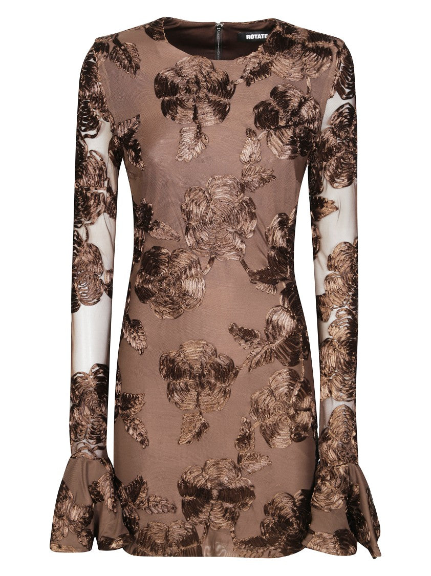 Rotate Flower Mesh Mini Dress