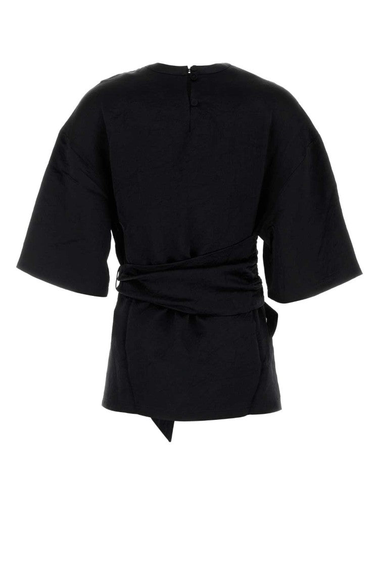 Nanushka Black Satin Besia T-Shirt