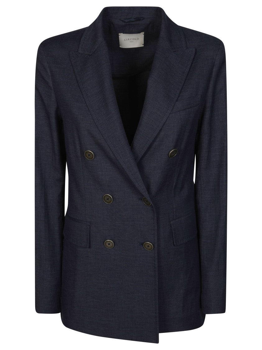 Circolo Deep Navy Denim Effect Blazer