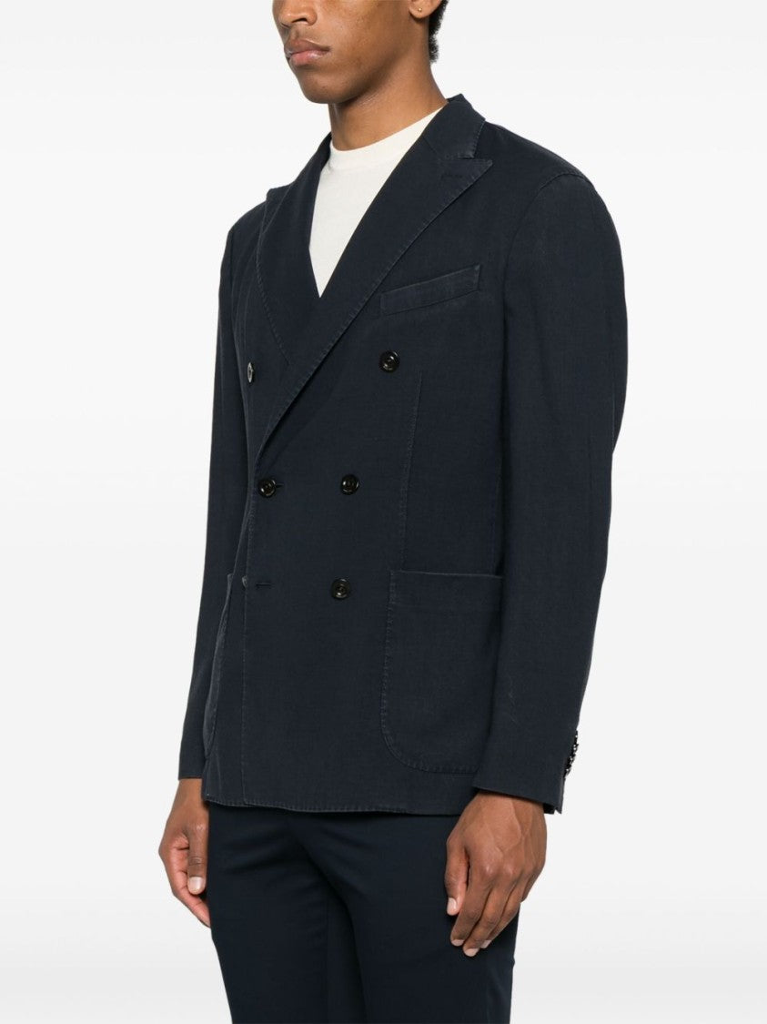 Boglioli Double-Breasted Black Wool Jacket With Notched Lapel