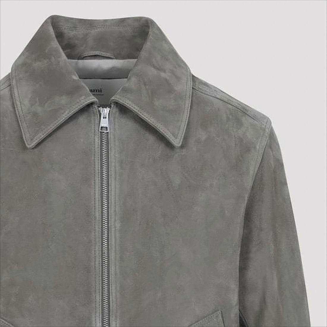 Ami Paris Suede Finish Jacket With Classic Collar