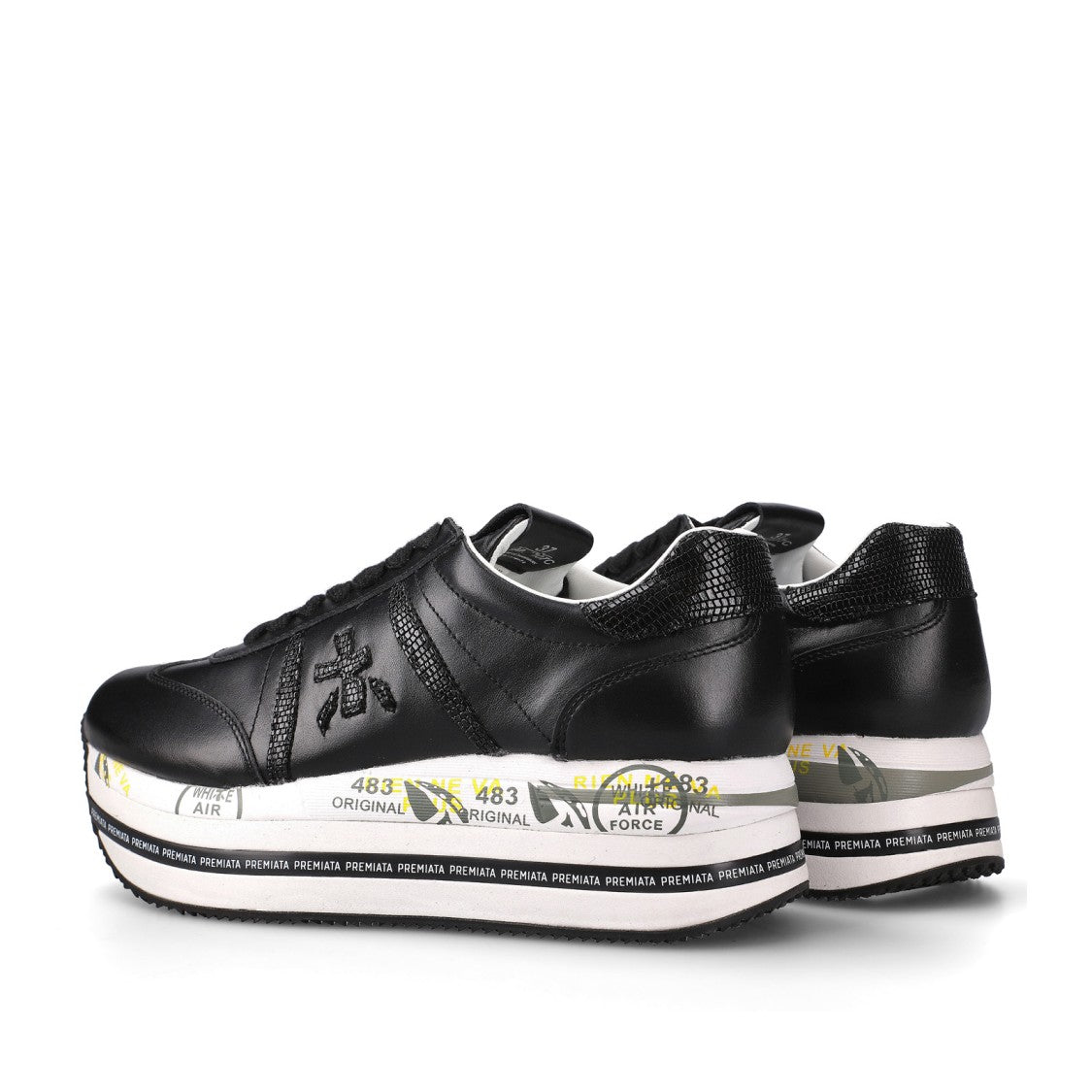 Premiata Beth Sneakers In Fabric And Black Leather