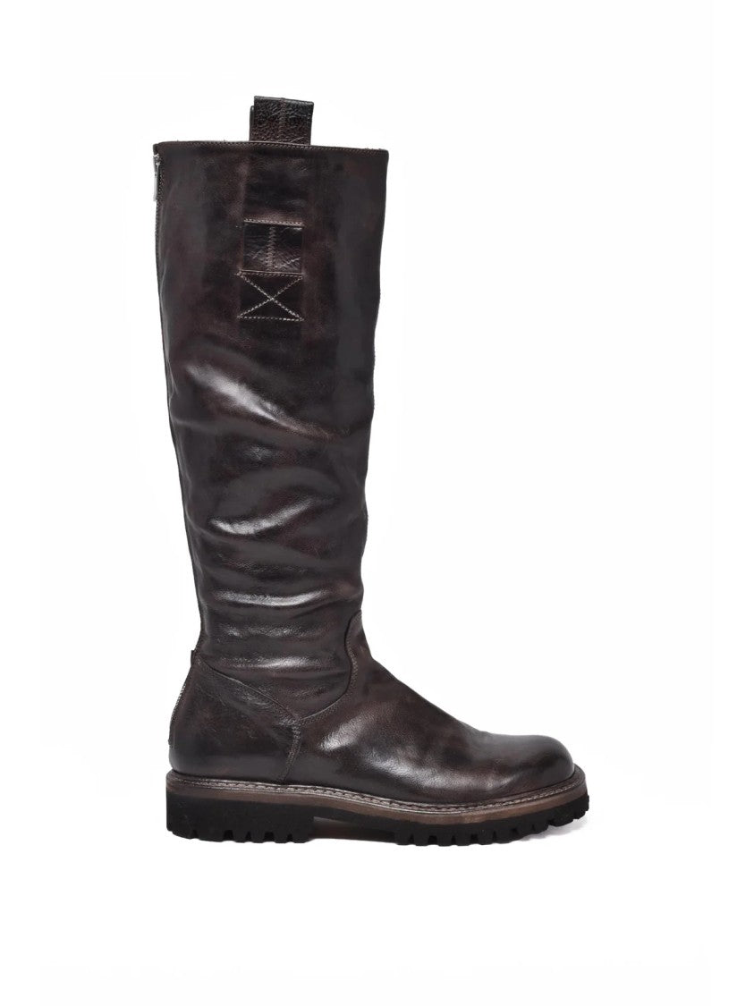 Shoto Chocolate Leather Zip Boots