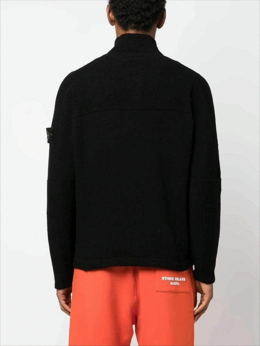 Stone Island Half-Zip High Collar Black Sweater