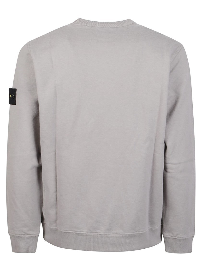 Stone Island Minimalist Light Grey Cotton Sweatshirt