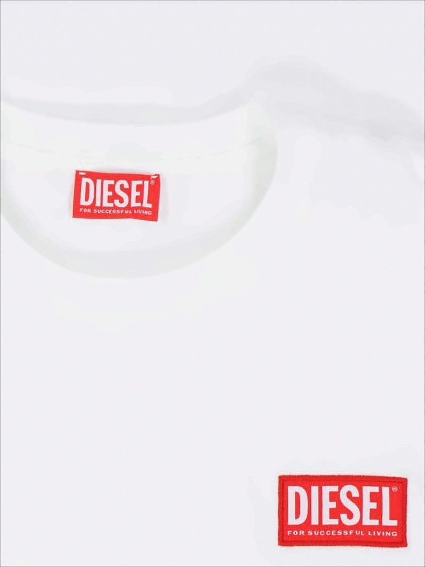 Diesel Crew Neck T-Shirt With Red Logo Patch
