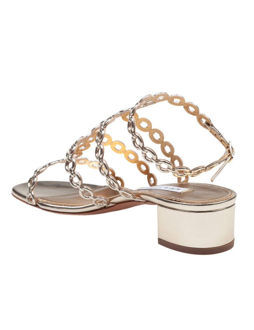 Aquazzura Infinity Chain Sandal In Mirrored Leather
