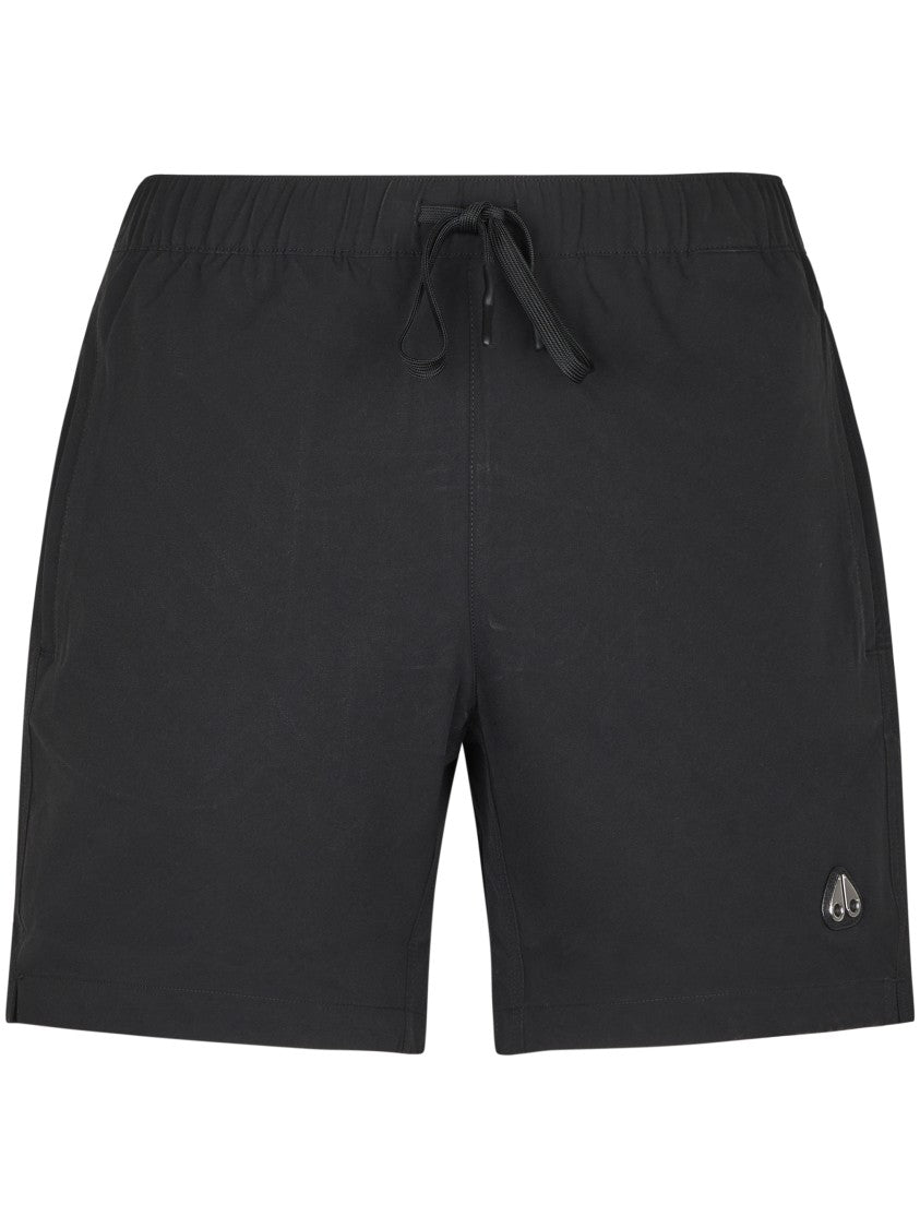Moose Knuckles Minimalist Black Swim Shorts With Elastic Waistband
